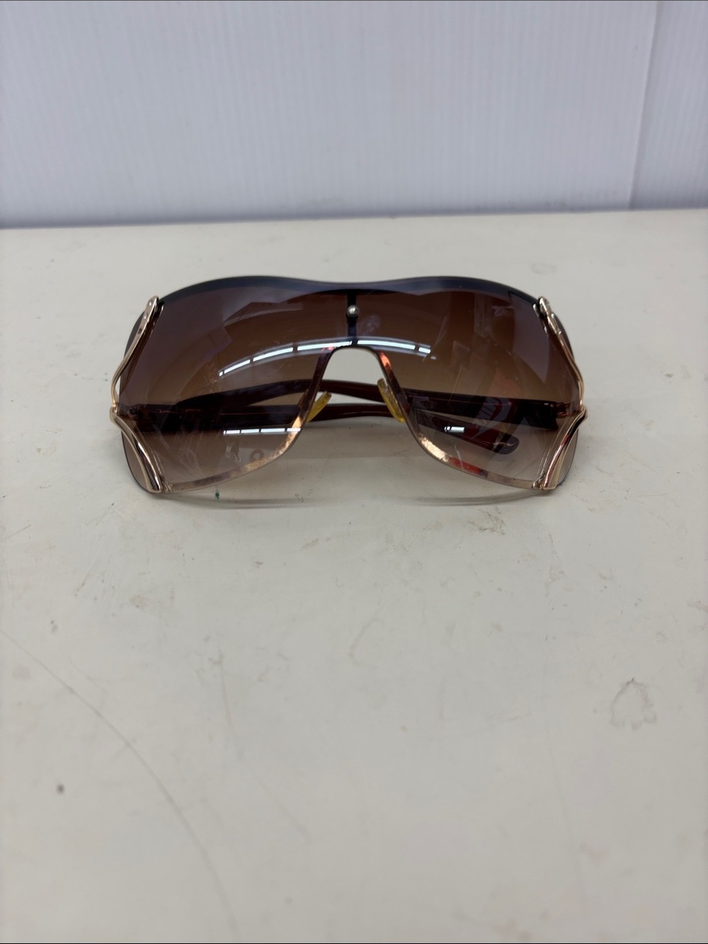 Steve Madden Brown Gradient Shield Sunglasses